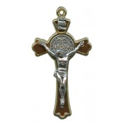 St.Benedict Cross Gold Plated with Brown Enamel cm.5 - 2"