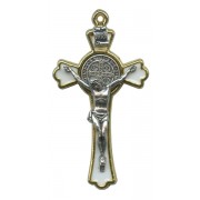 St.Benedict Cross Gold Plated with White Enamel cm.5 - 2