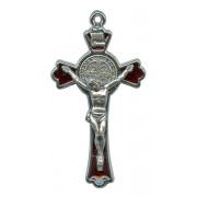 St.Benedict Cross Nickel Plated with Red Enamel cm.5 - 2"