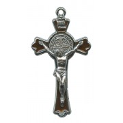 St.Benedict Cross Nickel Plated with Brown Enamel cm.5 - 2"