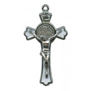 St.Benedict Cross Nickel Plated with White Enamel cm.5 - 2"