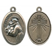 St.Anthony Oxidized Oval Medal mm.22- 7/8"