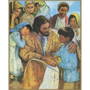 Jesus and Children Plaque cm.25.5x20.5 - 10"x8 1/8"