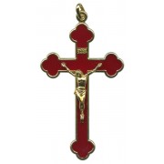 Ruby Red Gold Plated Pocket Crucifix mm.75 - 3"