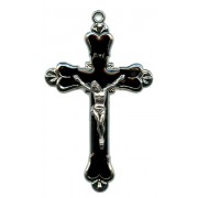 Crucifix Nickel Plated with Black Enamel mm.58 - 2 1/4"