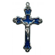 Crucifix Nickel Plated with Blue Enamel mm.58 - 2 1/4"