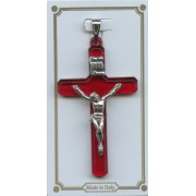 Ruby Red Lucite Pocket Crucifix mm.38- 1 1/2"