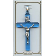 Blue Lucite Pocket Crucifix mm.38- 1 1/2"