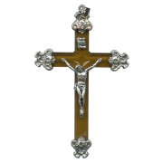 Brown Lucite and Pewter Crucifix mm.75 - 3"
