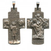 Jesus, Mary, Joseph, St.Christopher Pocket Crucifix mm.30- 1 1/4"