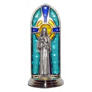 St.Rita Oxidized Metal Statuette on Stained Glass mm.40- 1 1/2"