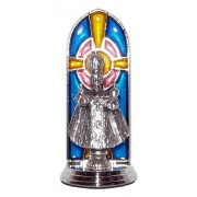 Infant of Prague Oxidized Metal Statuette on Stained Glass mm.40- 1 1/2"