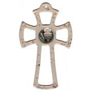 Murano Glass Cross Pink with Chalice cm.16- 6 1/4"