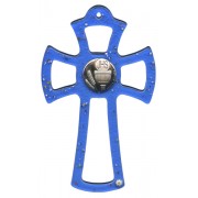Murano Glass Cross Blue with Chalice cm.16- 6 1/4"