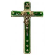 Green Murano Crucifix cm.9.5x16 - 3 3/4"x 6 1/4"