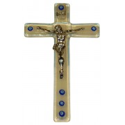 Opal Murano Crucifix cm.9.5x16 - 3 3/4"x 6 1/4"