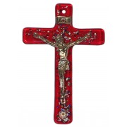 Red Murano Crucifix cm.6.5x10.5 x 2 1/2" x 4"