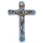 Blue Murano Crucifix cm.6.5x10.5 x 2 1/2" x 4"