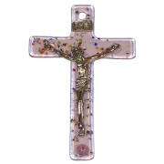 Pink Murano Crucifix cm.6.5x10.5 x 2 1/2" x 4"