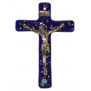 Cobalt Blue Murano Crucifix cm.6.5x10.5 x 2 1/2" x 4"