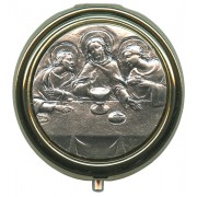 Last SUpper Metal Gold Plated Pyx with Pewter Picture mm.60- 2 1/2"