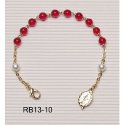 Gold Plated Rosary Bracelet Ruby Red