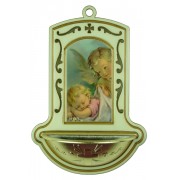 Guardian Angel with Baby White Water Font cm.9x13 - 3 1/2"x5"