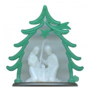 Plastic Nativity Luminous with Green Tree Arch cm.6.5 - 2 1/2"