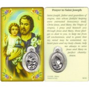 St.Joseph Prayer Card with Medal cm.8.5 x 5 - 3 1/4" x 2"