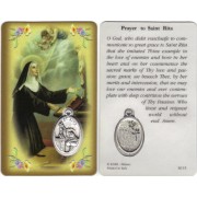 Prayer to/ St.Rita Prayer Card with Medal cm.8.5 x 5 - 3 1/4" x 2"