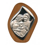 Holy Family Silver Laminated Plaque cm.6.5x5 - 2 1/2"x2"