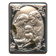 Holy Family Silver Laminated Plaque cm.5x6.5 - 2"x2 1/2"
