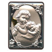 Guardian Angel Silver Laminated Plaque cm.5x6.5 - 2"x2 1/2"