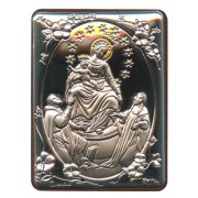 Our Lady of Pompei Silver Laminated Plaque cm.5x6.5 - 2"x2 1/2"
