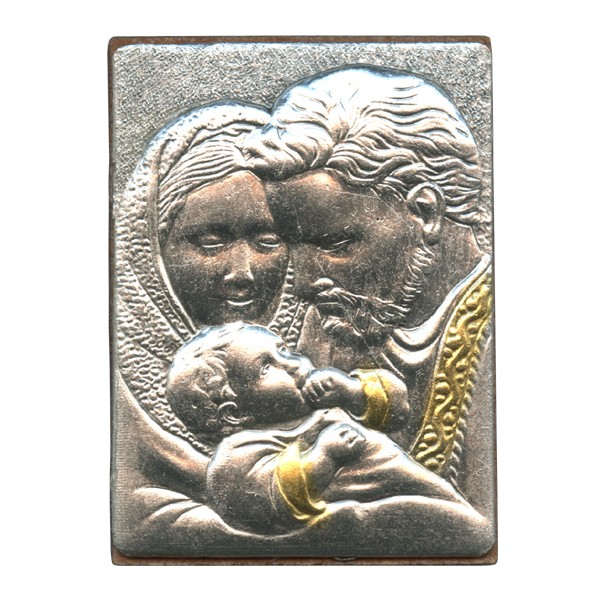 Holy Family Pewter Picture cm. 5.5x4.2- 2 1/8