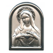 Immaculate Heart of Mary Plaque with Stand Mother of Pearl Frame cm.6x4.5 - 2 1/4"x 1 3/4"