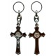 St.Benedict Silver with Brown Enamel Keychain cm.5.5 - 2"