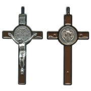 St.Benedict Crucifix Enamelled Rhodium Finish cm.8 - 3"
