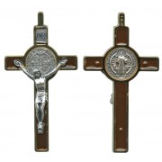 St.Benedict Crucifix Enamelled Gold Plated cm.8 - 3"