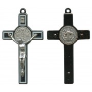 St.Benedict Metal Crucifix Rhodium Finish White cm.8- 3"