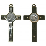 St.Benedict Metal Crucifix Gold Plated Black cm.8-3"