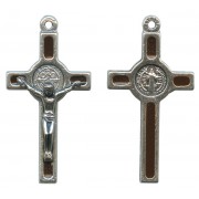 St.Benedict Mignon Metal Crucifix Brown Silver Plated cm.2.5- 1"