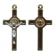 St.Benedict Mignon Metal Crucifix Brown Gold Plated cm.2.5- 1"