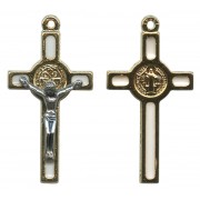 St.Benedict Mignon Metal Crucifix White Gold Plated cm.2.5- 1"