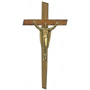 Olive Wood Crucifix Gold Plated Corpus cm.20- 8"