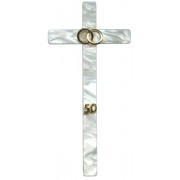  Imitation Mother of Pearl 50th Anniversary Cross Gold Plated Rings cm.25- 9 3/4"