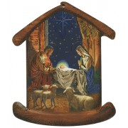  Nativity House Plaque- Christmas Tree Ornament cm.10.5x12.5- 4"x5"