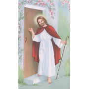 Holy card of Jesus at the Door cm.7x12- 2 3/4"x 4 3/4"