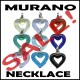 Murano Venetian Glass Hearts on Necklace