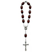 Brown Wood Decade Auto Rosary mm.10